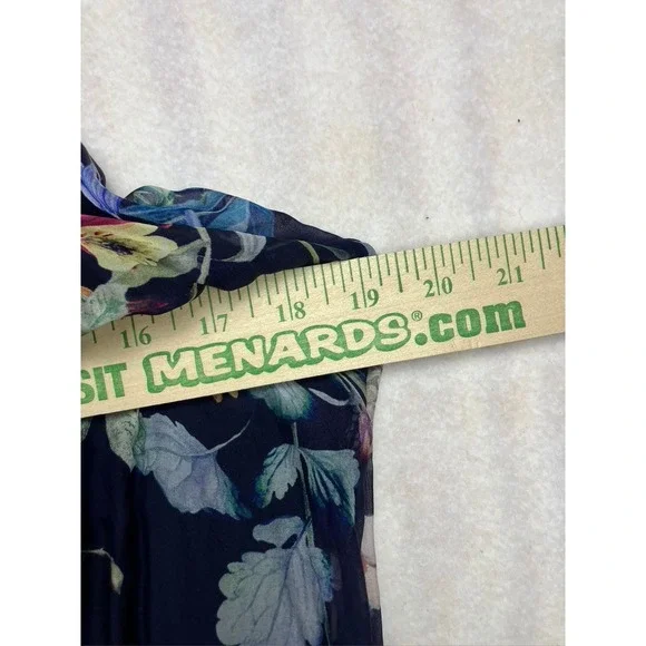 Bellambra Maxi Dress Navy Blue Floral Halter Neck Sleeveless Italy Size S Silk‎ - Picture 10 of 11